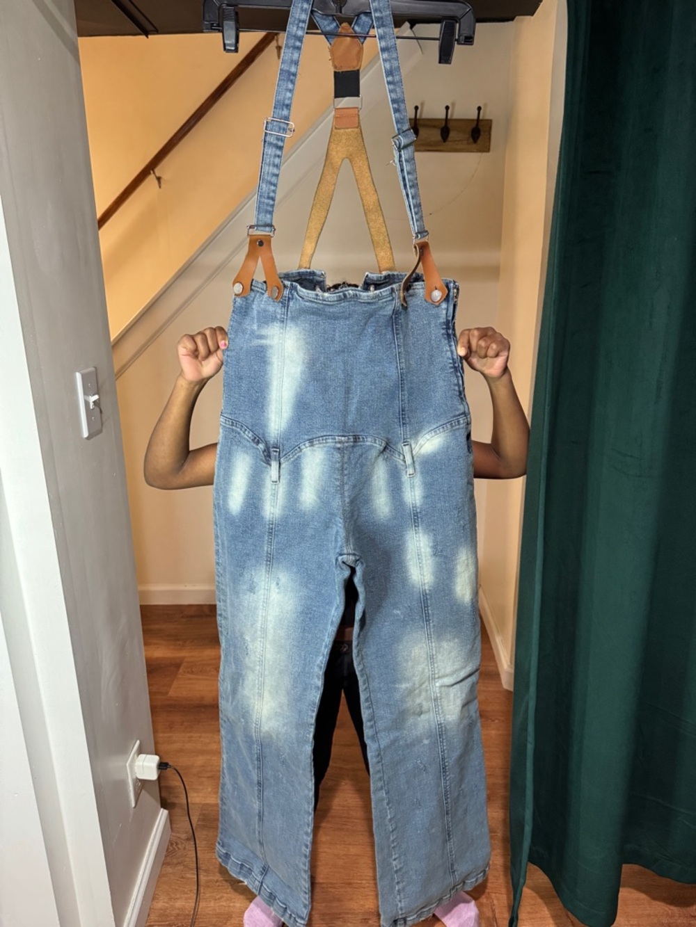 Denim Overalls Jeans - Light Blue Washed